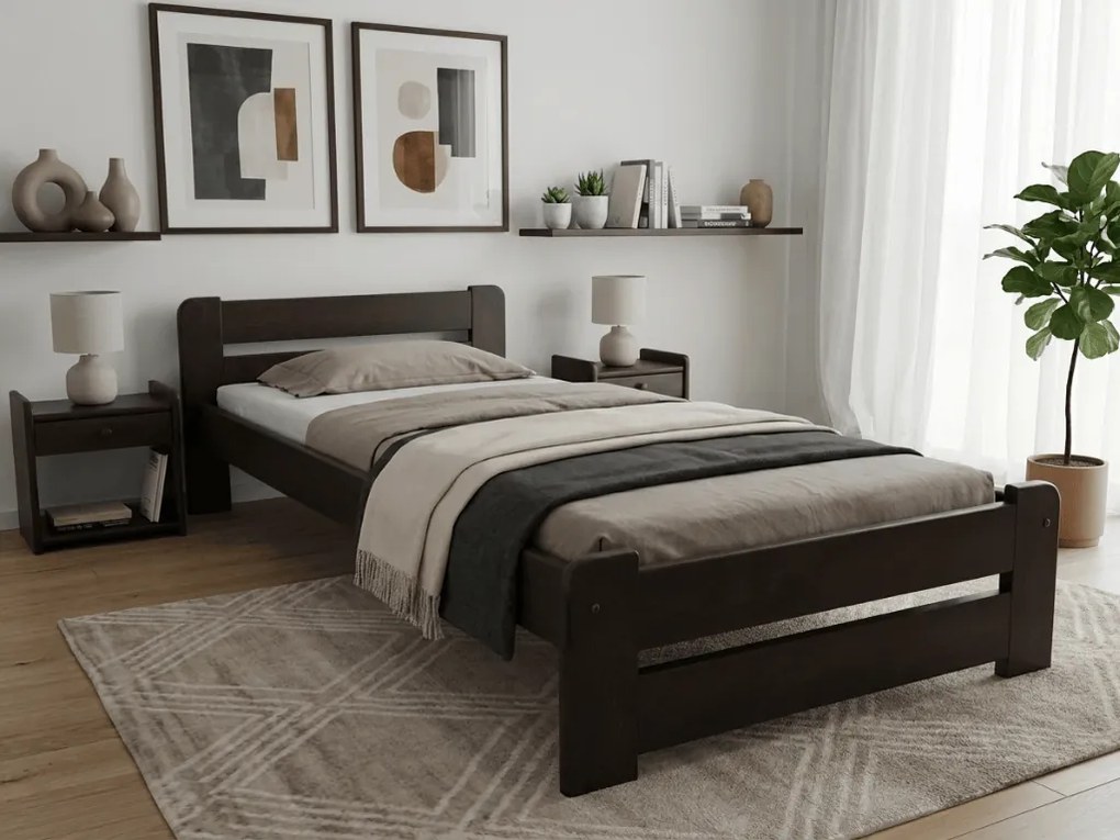 Posteľ Laura 90 x 200 cm, orech Rošt: Bez roštu, Matrac: Matrac DELUXE 10 cm