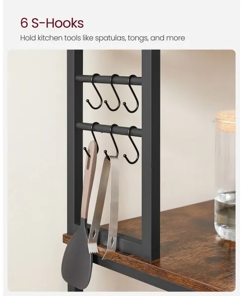 Policový regál do kuchyne MARGE hnedá/čierna