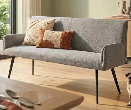 Jedálenská lavica s podrúčkami Kassandra, holubia šedá tkanina%