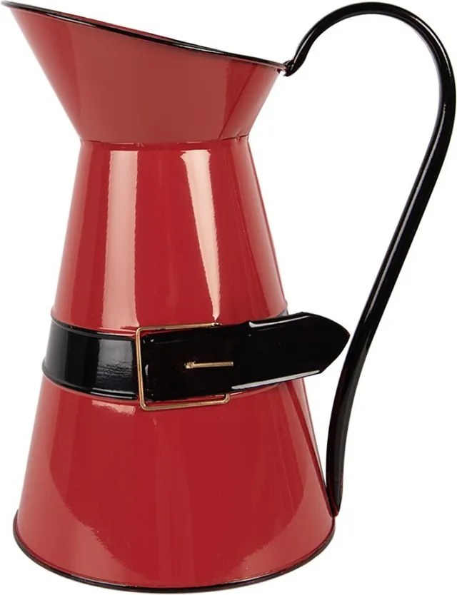 Červený kovový vianočný dekoračný džbánok Santov opasok L - 22*17*27 cm