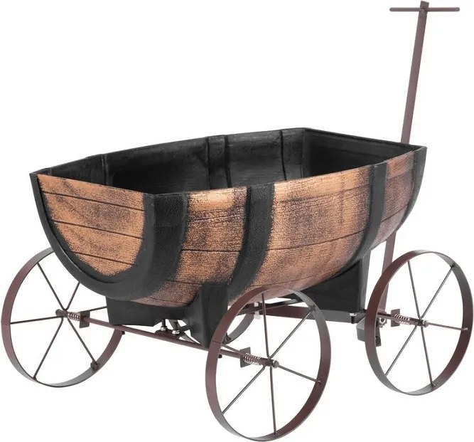 Kvetináč Woodeff whiskey barel wagoon 41,5x29x19 cm, efekt dreva
