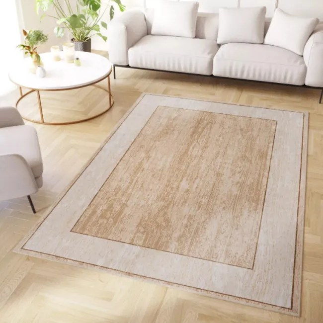 Protišmykový koberec / behúň CRYSTAL PRINT krémový / béžový