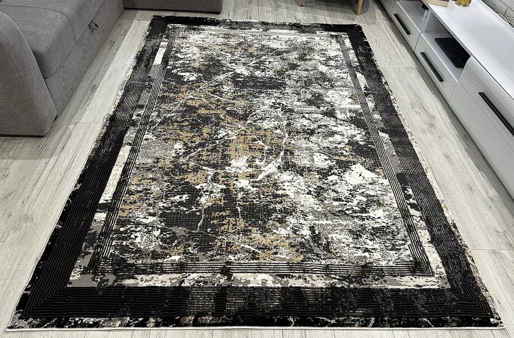 HU Viacfarebný moderný koberec Glamour 23348-Siyach Rozmer: 140x190 cm