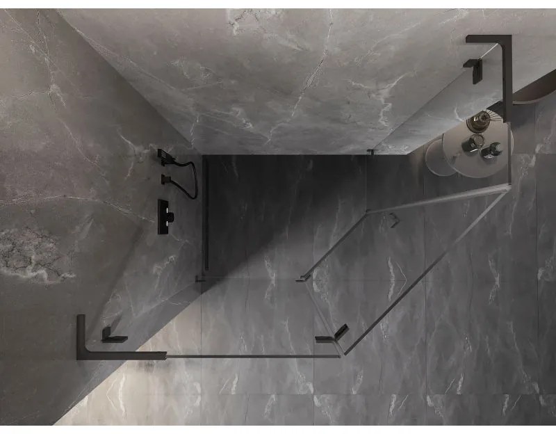 Mexen Lunar, L päťuholníkový sprchový kút naklápací doľava 100 x 80 cm, 8mm číre sklo, grafitový profil, 831L-100L-080P-95-00-L