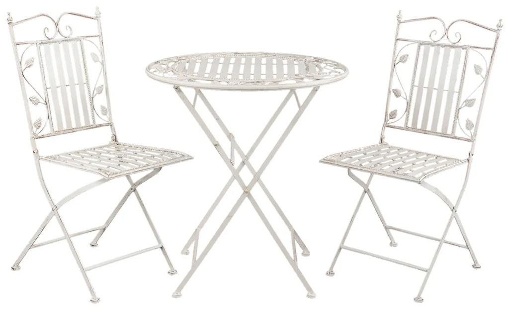 Záhradná skladací súprava - stôl + 2židle- Ø 70*77 cm / 40*52*93 cm (2)