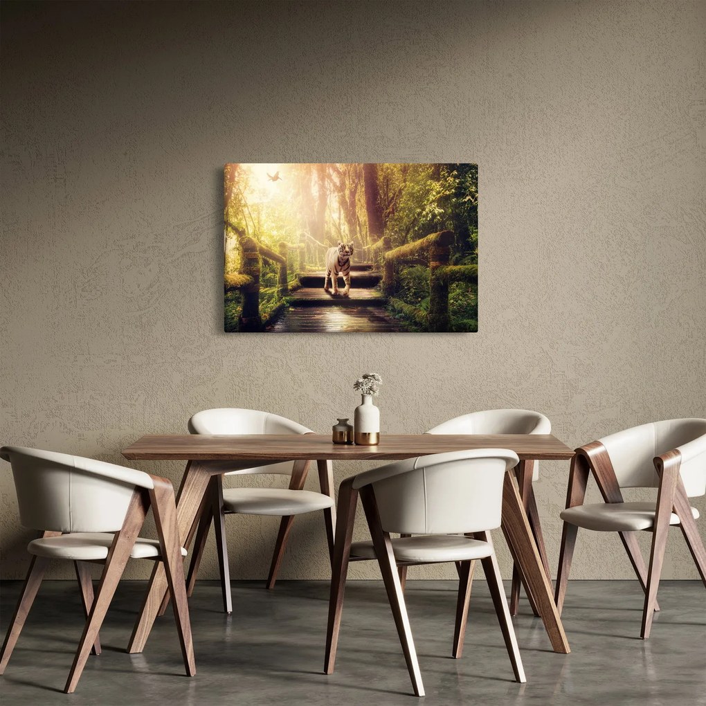 Obraz tigra v džungli (90x60 cm)