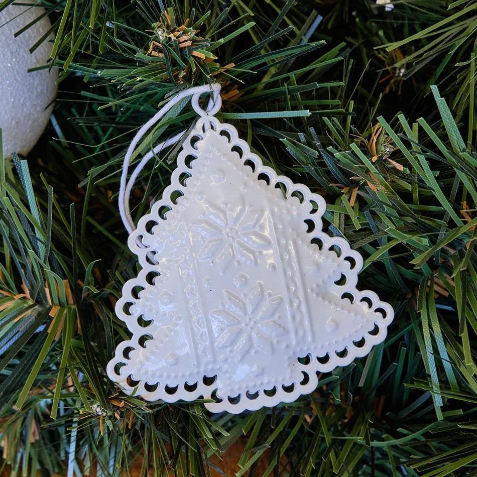 DECOLED Závesná kovová dekorácia, sada: hviezda, strom, srdce 7x7x1,2 cm