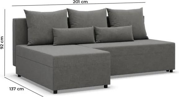Rohová rozkladacia sedačka FERMO Lux tmavosivá