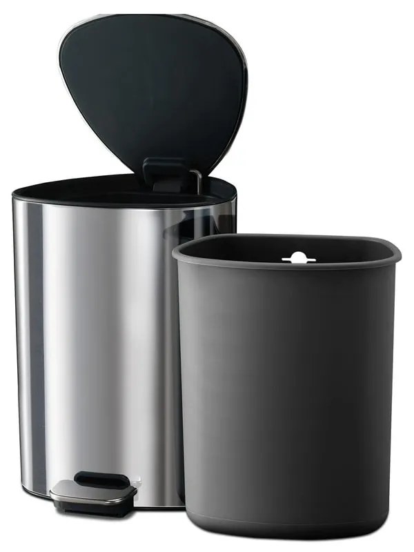 Nášľapný plastový odpadkový kôš v striebornej farbe 5 l Luxe – Joseph Joseph