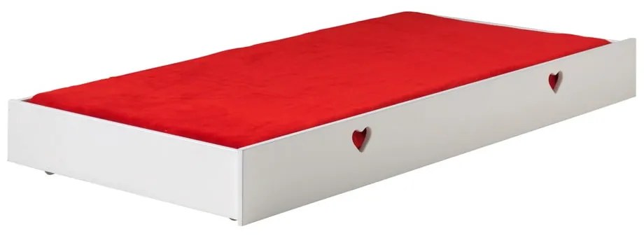 Biela detská posteľ z borovicového dreva s výsuvným lôžkom s úložným priestorom 90x200 cm AMORI – Vipack