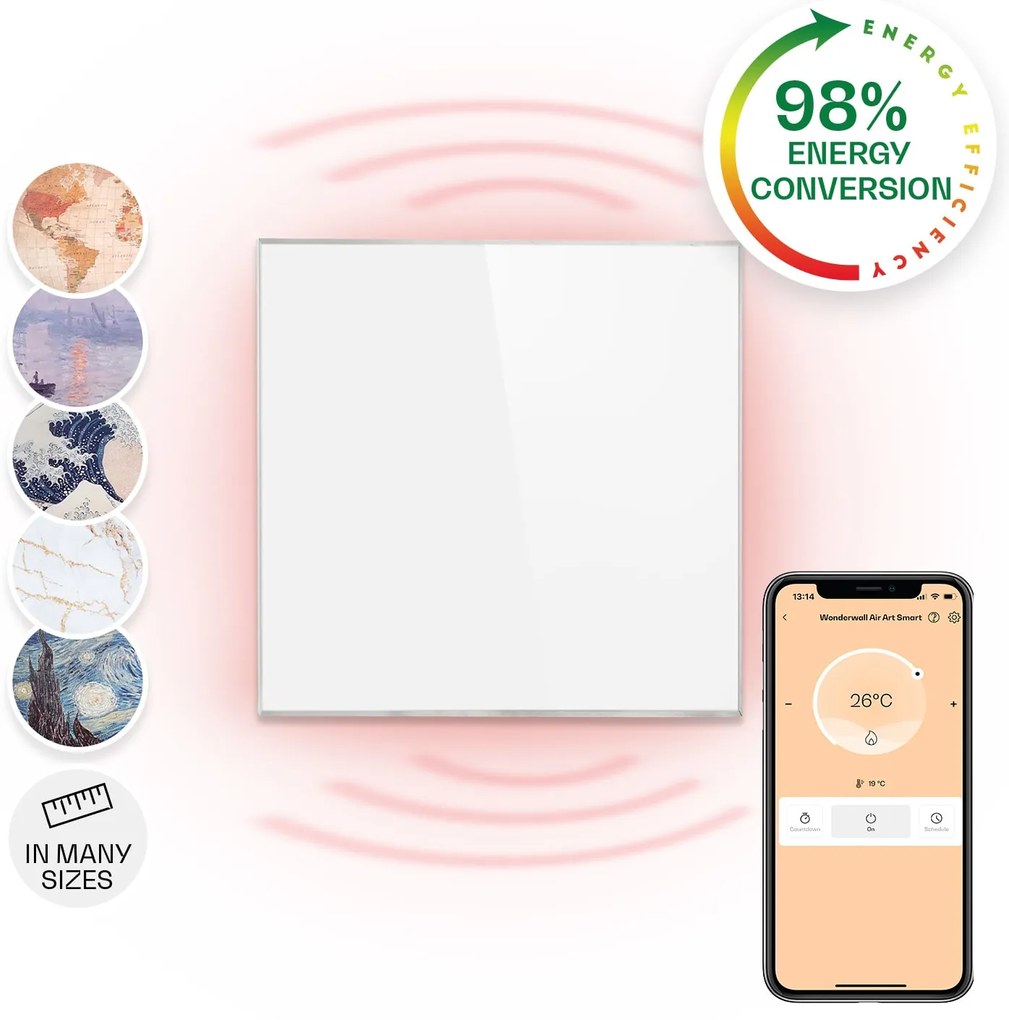 Wonderwall 360 Smart, infračervený ohrievač, 60 x 60 cm, 360 W, týždenný časovač, IP24, biely