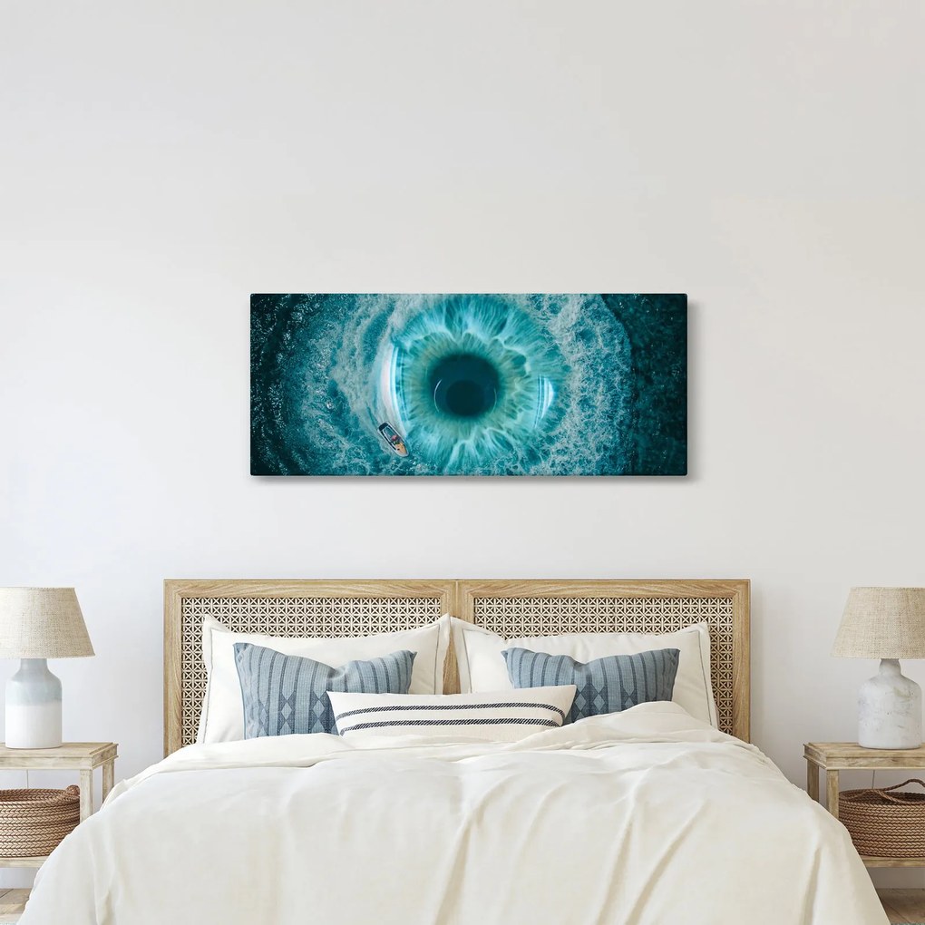Obraz mora s loďkou (120x50 cm)