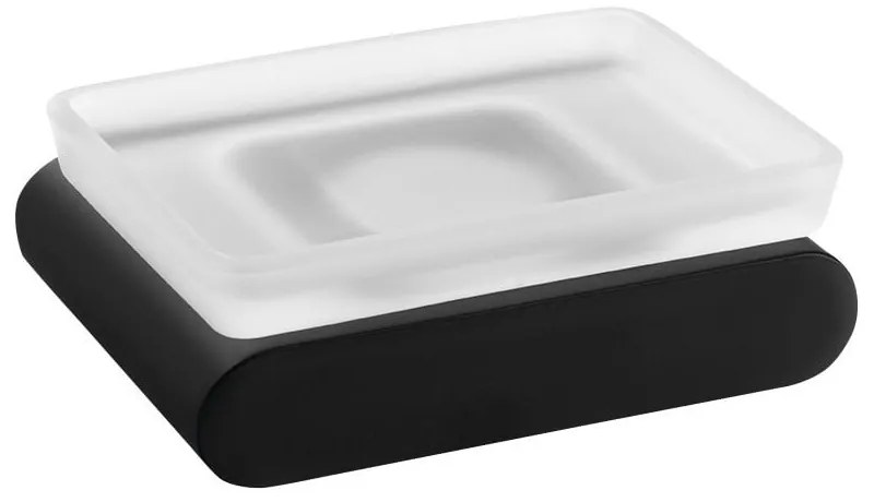 Matne čierna nástenná sklenená nádobka na mydlo Flori – Sapho