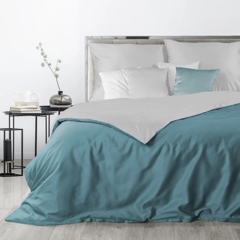 Luxusné sivo tyrkysové posteľné obliečky bavlnený satén