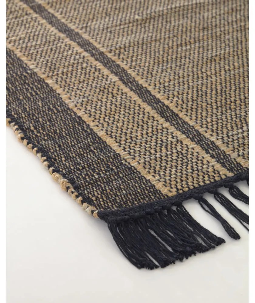 Obojstranný koberec z morskej riasy v čiernej a prírodnej farbe 160x230 cm Brunilda – Kave Home