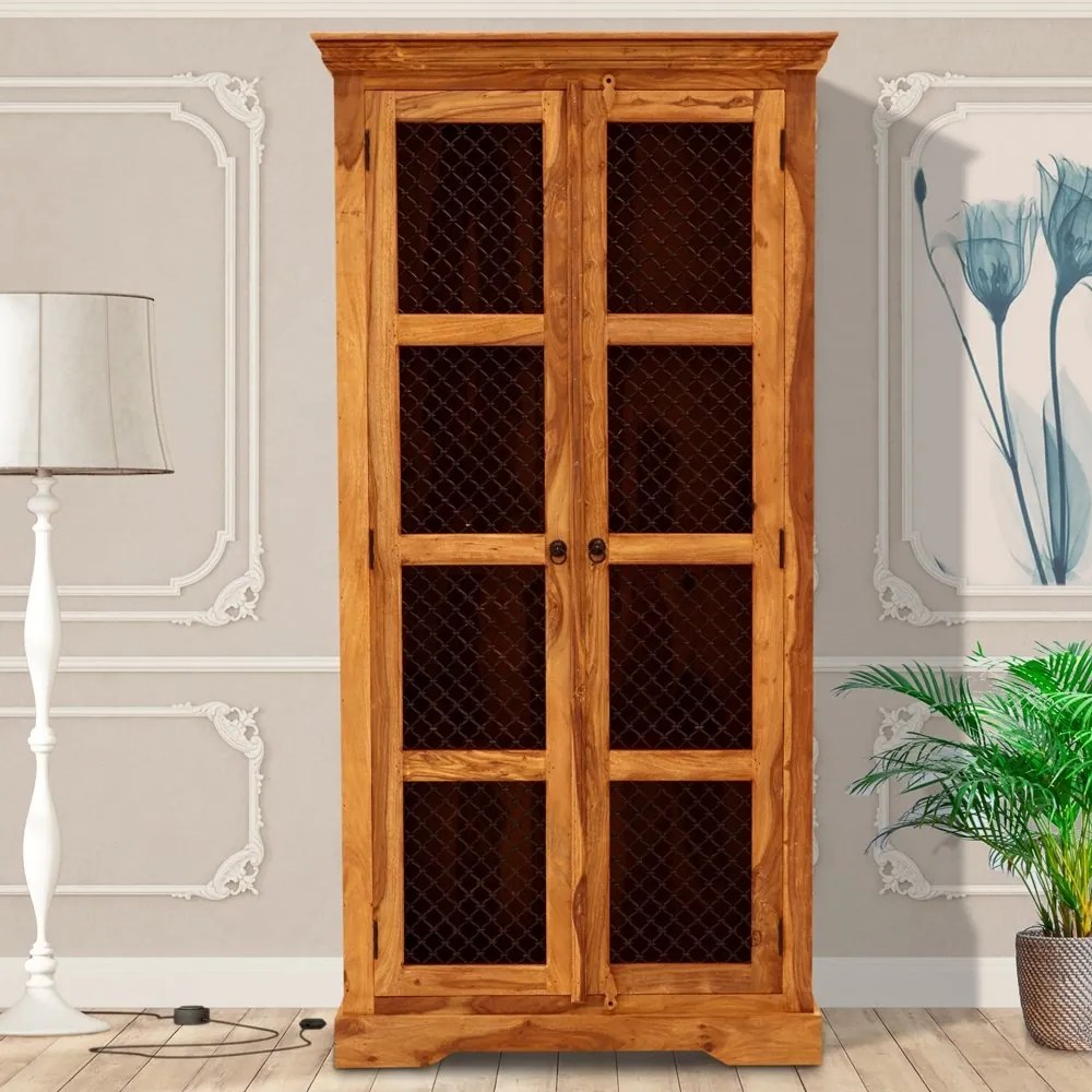 furniture-nabytek.cz - Rustikálna vitrína z masívu palisander 100x45x200