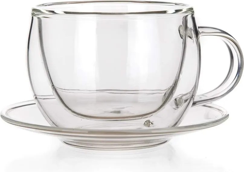 Dvojstenná šálka s tanierikom Doblo 80 ml, široký