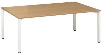 Konferenčný stôl Alfa 420 s bielym podnožím, 200 x 120 x 74,2 cm, dezén buk