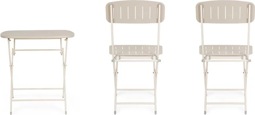 Béžová oceľová záhradná jedálenská súprava pre 2 Yvonne – Bizzotto