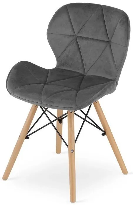 Set 4 zamatových kresiel LAGO - šedé