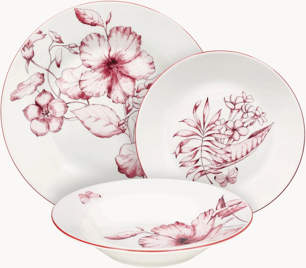 Porcelánová súprava riadu Atollo Colibri, 6 osôb, 18 ks