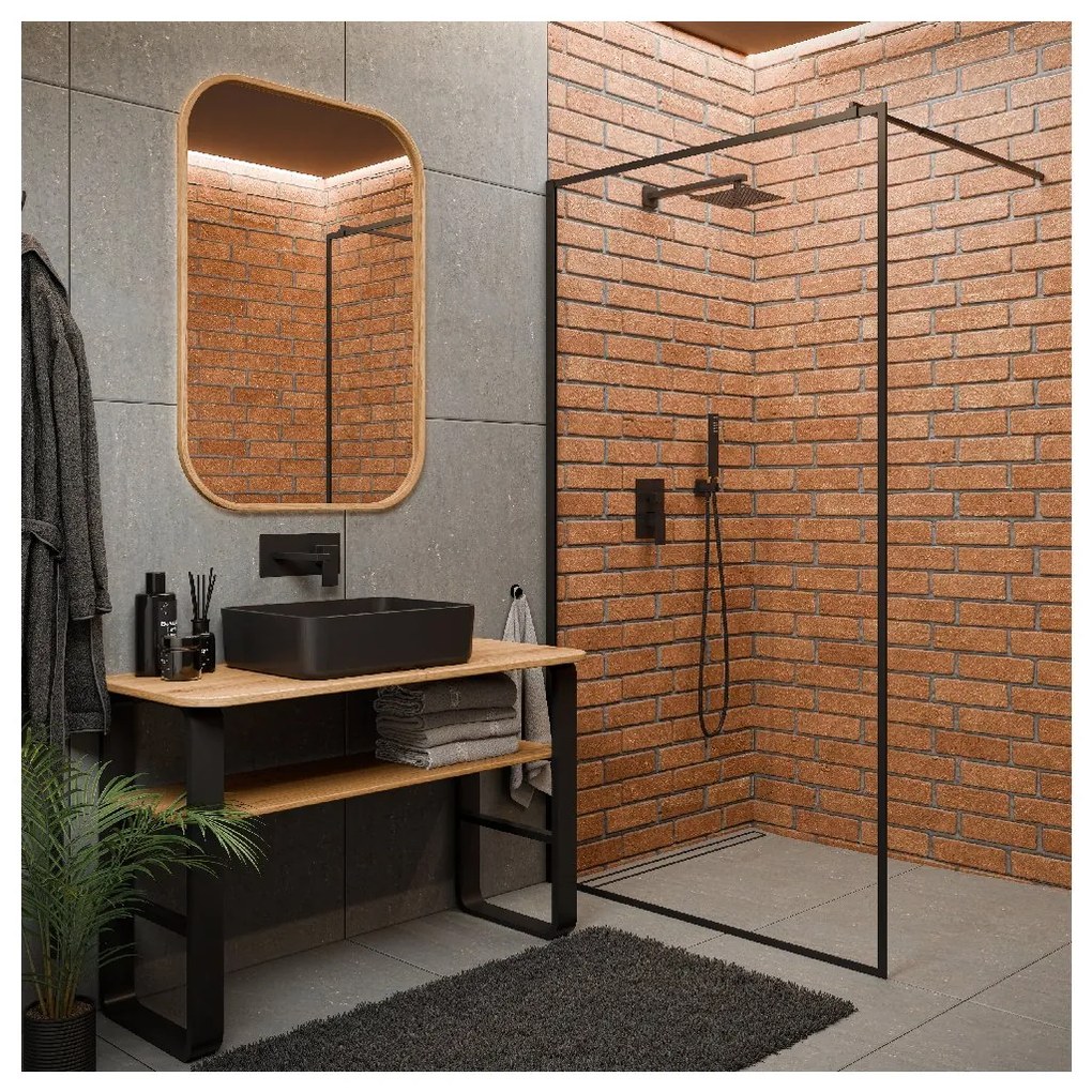 Invena Paros, podomietková sprchová súprava s hlavovou a ručnou sprchovou hlavicou, 2-funkčná páková batéria, čierna matná, INV-BS-09-004-L