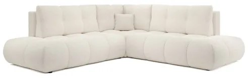 Rozkladacia rohová čalúnená sedacia súprava ALMADA do tvaru L, pravé prevedenie, béžová, s úložným priestorom