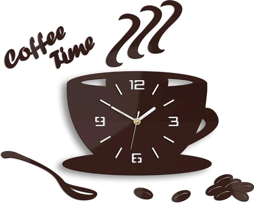 Moderné nástenné hodiny COFFE TIME 3D BURGUNDY HMCNH045-burgundy