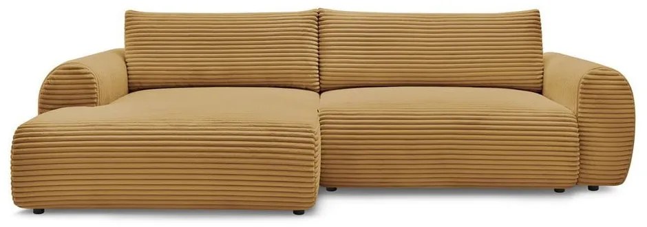 Menčestrová rozkladacia rohová pohovka v horčicovej farbe (ľavý roh) Lucien – Bobochic Paris