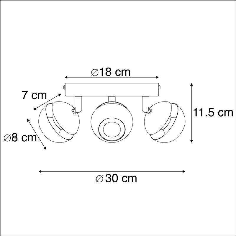 Moderné bodové svetlo 3-svetlo čierne so zlatým vnútrom - Buell Deluxe