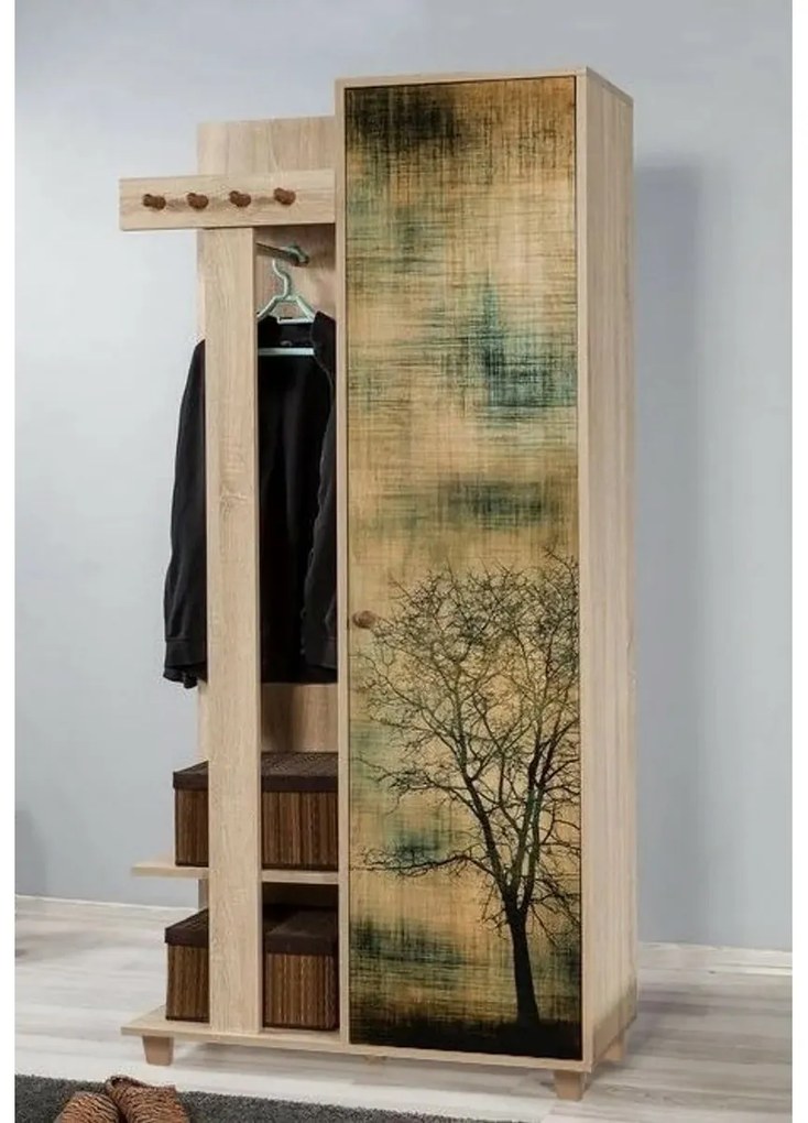 Vešiak so skriňou Garmanto Tree Sonoma Oakskriňou