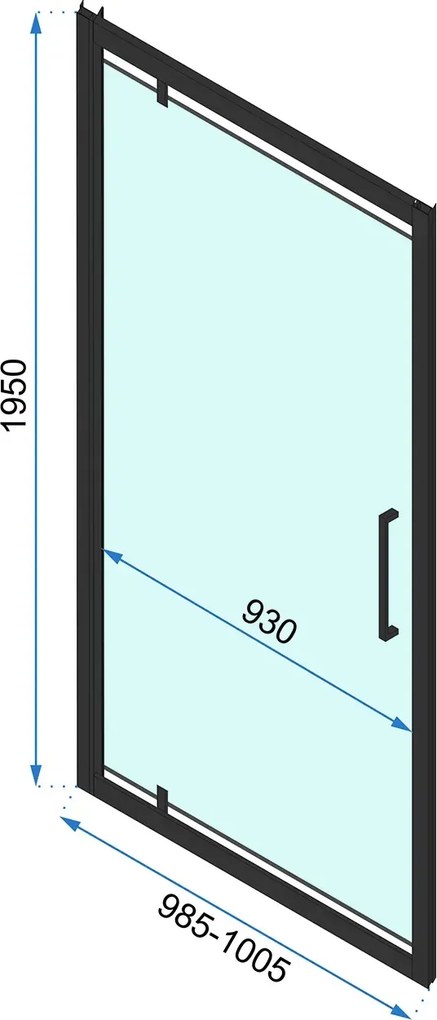 Jednokrídlové sprchové dvere REA RAPID SWING 100 cm pre inštaláciu do niky, čierne/transparent - bez vaničky