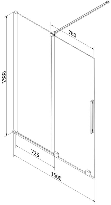 Mexen Velar, 2-krídlová posuvná vaňová zástena 150 x 150 cm, 8mm číre sklo, čierna matná, 896-150-000-01-70