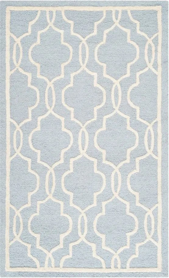 Svetlomodrý vlnený koberec Safavieh Elle Sky, 91 × 152 cm