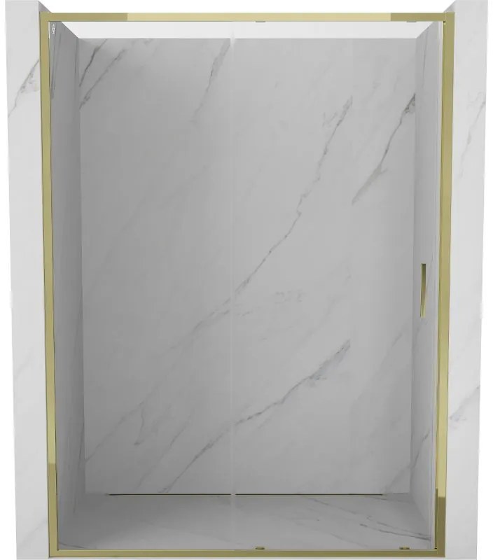 Mexen Exo, posuvné sprchové dvere 140 cm, číre sklo, zlatá, 8151-140-000-50-00