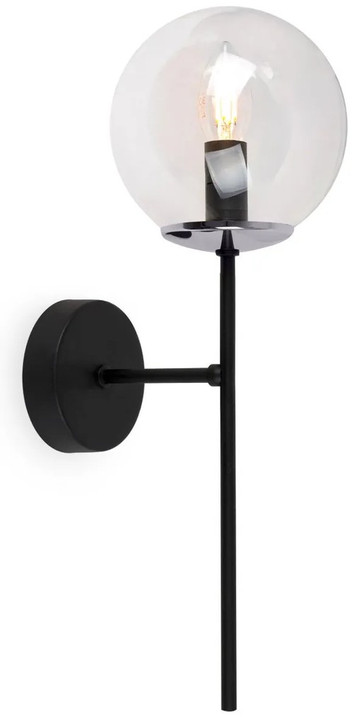 Nástenné svietidlo Paris, 1x číre sklenené tienidlo, B/CH