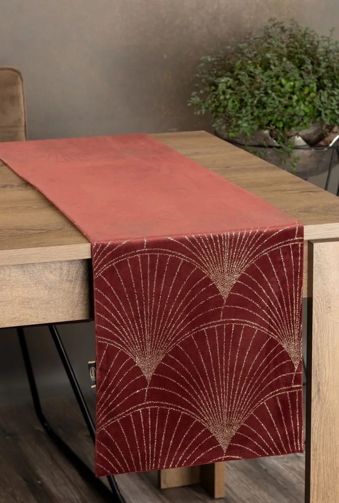 Dekorstudio Elegantný zamatový behúň na stôl BLINK 14 tehlový Rozmer behúňa (šírka x dĺžka): 35x180cm