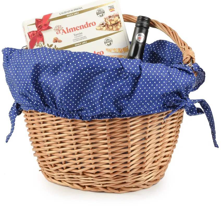 Kôš na bicykel prútený s látkou Rond IV.š. 40 x hl. 33 x v. 26/30(cm)