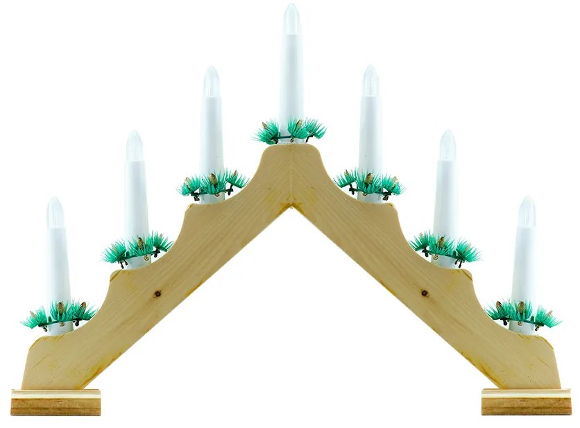 DECOLED Vianočný svietnik, 40 x 5 x 32 cm, drevený, na batérie 2x AA