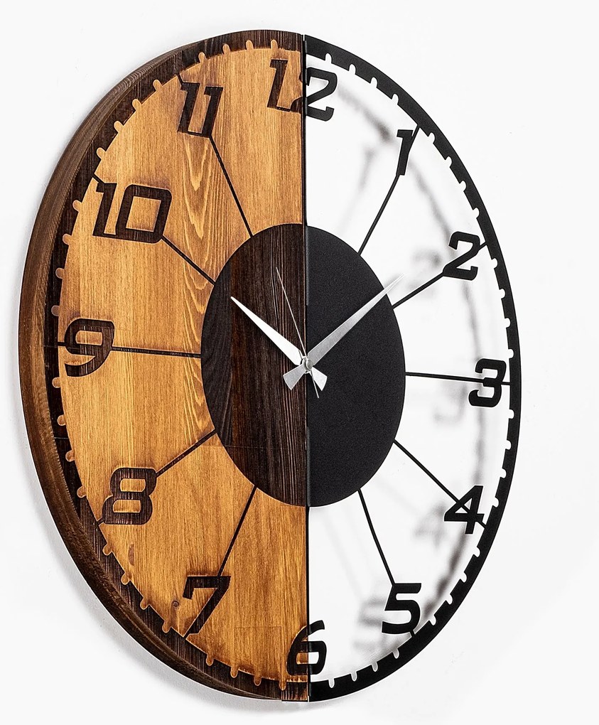 Dekorativní nástěnné hodiny WALLIE LINEAR 56 cm ořech/černé