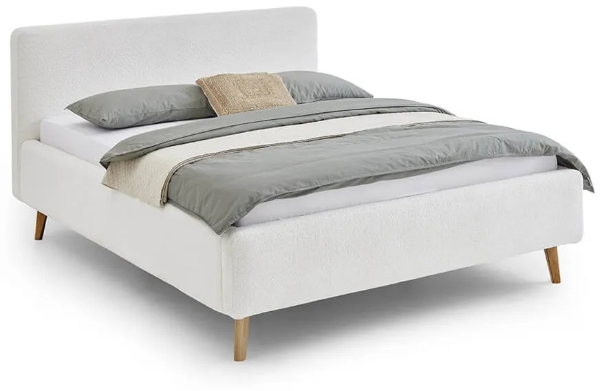 Dvojlôžková posteľ taupe s úložným priestorom 140 x 200 cm fleece biela MUZZA