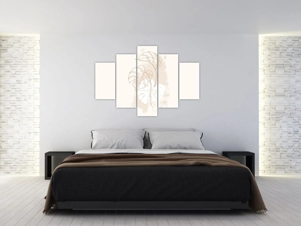 Obraz - Line art monstera N⁰1 (150x105 cm)