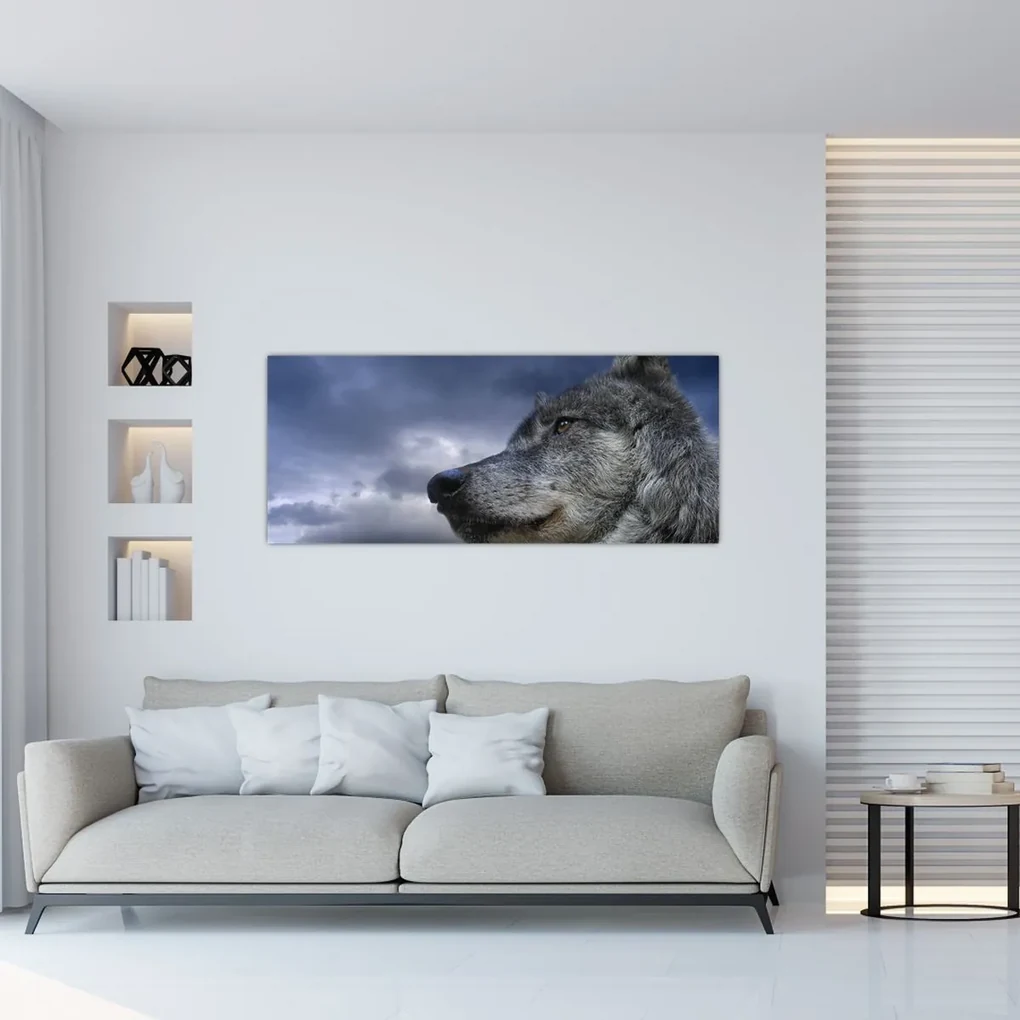 Obraz - Vlčia hlava (120x50 cm)