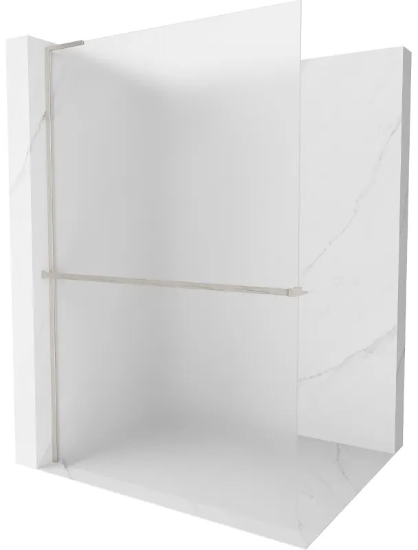 Mexen Kioto+ L, sprchová zástena Walk-In s poličkou a vešiakom 120 x 200 cm, 8mm sklo námraza, brúsená oceľ profil, 800-120-123-97-30