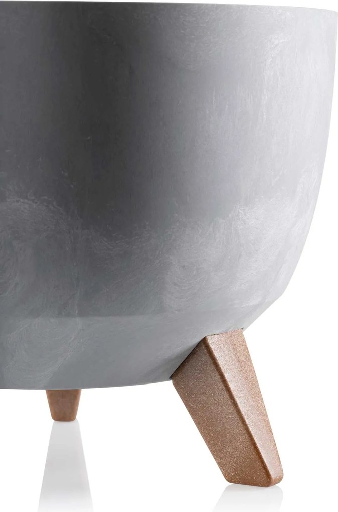 PLASTOVÝ KVETINÁČ ROSA LINEA SADA 2KS 15X24,3 CM+18,3X29,2 CM IMITÁCIA BETÓNU SIVÁ