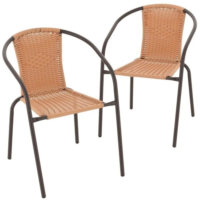GARTHEN Sada 2 kusov bistro stoličiek s výpletom,  hneda
