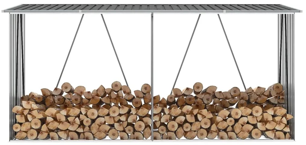 Záhradná kôlňa na drevo galvanizovaná oceľ 330x84x152 cm antracitová 47085