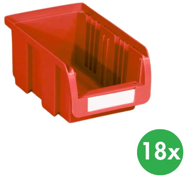 Plastový box COMPACT, 102 x 100 x 60 mm, 18 ks, červený