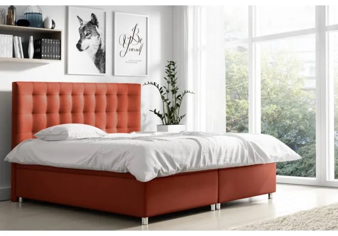 Boxspringová čalúnená posteľ Diana červená 160 + Topper zdarma