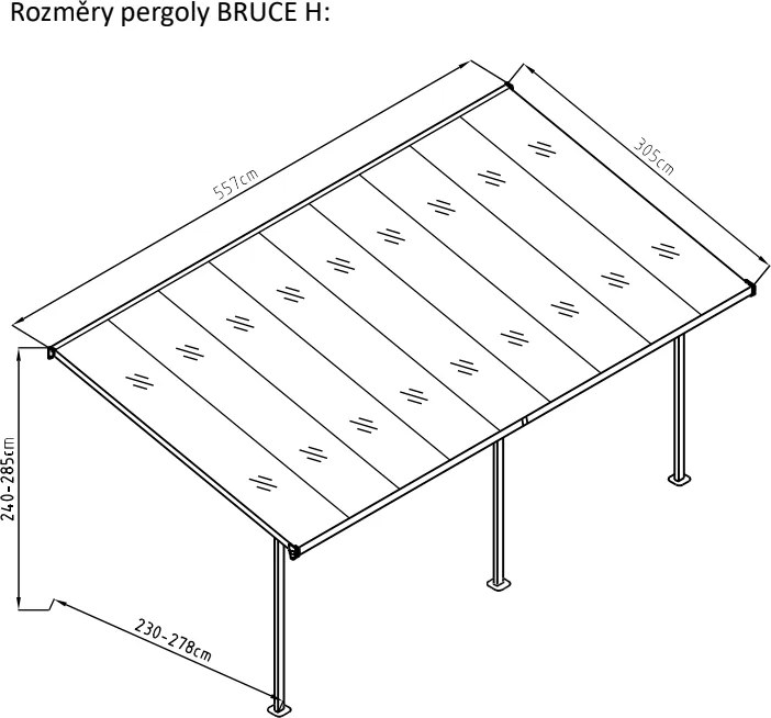 BRUCE H pergola - TRANSPARENTNÉ polykarbonát